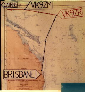 Map of Coral Sea showing route of S.Y. Banyandah