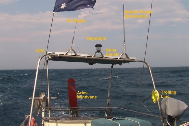 our trolling rig attached to strong point - note shock cord